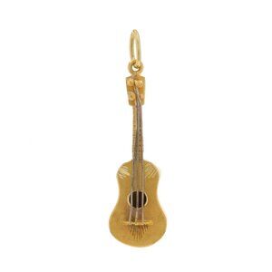 Yellow Gold Guitar Pendant - 18k Musical Instrument